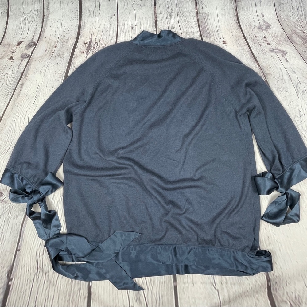 Stella McCartney Navy Satin-Trim V-Neck Sweater - Picture 11 of 15